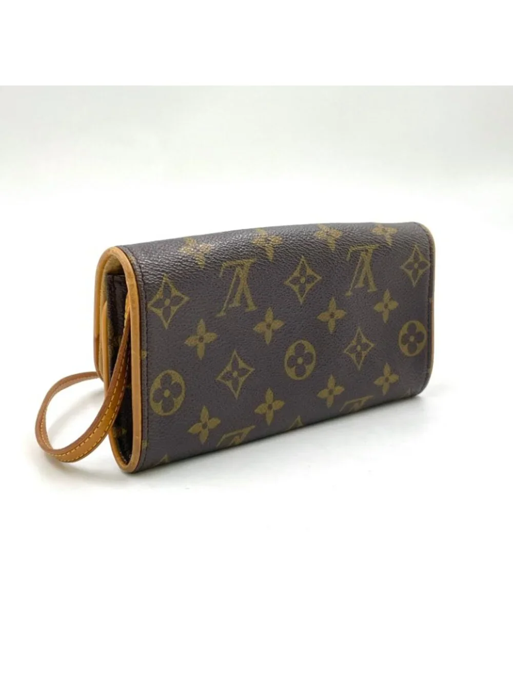 Louis Vuitton Pochette Twin PM Monogram Leather Brown Shoulder Bag Gold - Picture 2 of 15